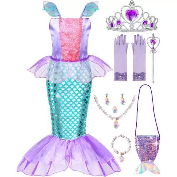 Meland Mermaid Dress for Girls  Little Mermaid Costume for Girls with Bag Princess Dresses for Girls 38 Birthday GiftMeland Mermaid Dress for Girls  Little Mermaid Costume for Girls with Bag Princess Dresses for Girls 38 Birthday Gift