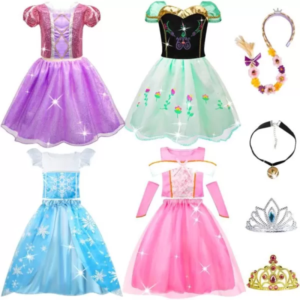 Meland Princess Dress Up  Princess Dress for Girls with Princess Toys Christmas Birthday Gift for Toddler Girls Age 38Purple