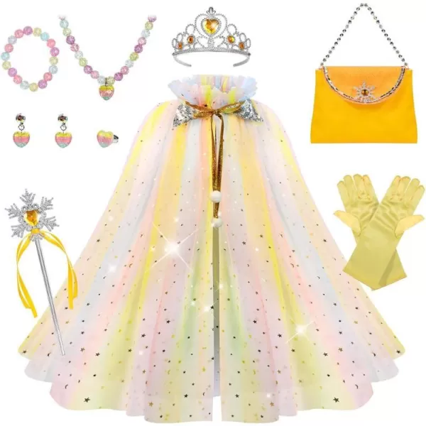 Meland Princess Dress up Clothes for Little Girl 11Pcs Princess Cape with Crown Princess Dresses for Girl 38 Birthday GiftColorful