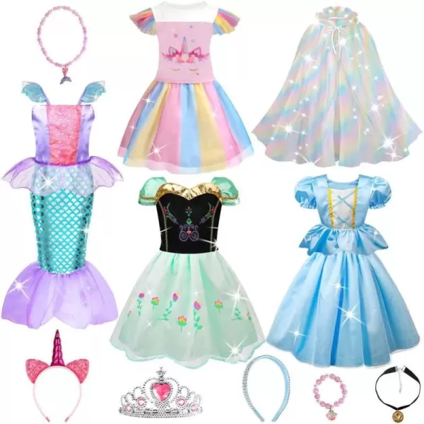 Meland Princess Dresses for Girls  Dress up Clothes for Little Girls  Princess Toys Gift Girls 38 Pretend PlayMermaid