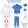imageMeland Doctor Costume for Girls  Kids Scrubs with Lab Coat ampamp Carry Bag Doctor Dress Up for Halloween Career Day Role PlayBlue