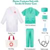 imageMeland Doctor Costume for Girls  Kids Scrubs with Lab Coat ampamp Carry Bag Doctor Dress Up for Halloween Career Day Role PlayGreen