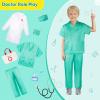 imageMeland Doctor Costume for Girls  Kids Scrubs with Lab Coat ampamp Carry Bag Doctor Dress Up for Halloween Career Day Role PlayGreen