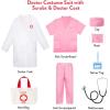 imageMeland Doctor Costume for Girls  Kids Scrubs with Lab Coat ampamp Carry Bag Doctor Dress Up for Halloween Career Day Role PlayPink
