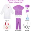 imageMeland Doctor Costume for Girls  Kids Scrubs with Lab Coat ampamp Carry Bag Doctor Dress Up for Halloween Career Day Role PlayPurple