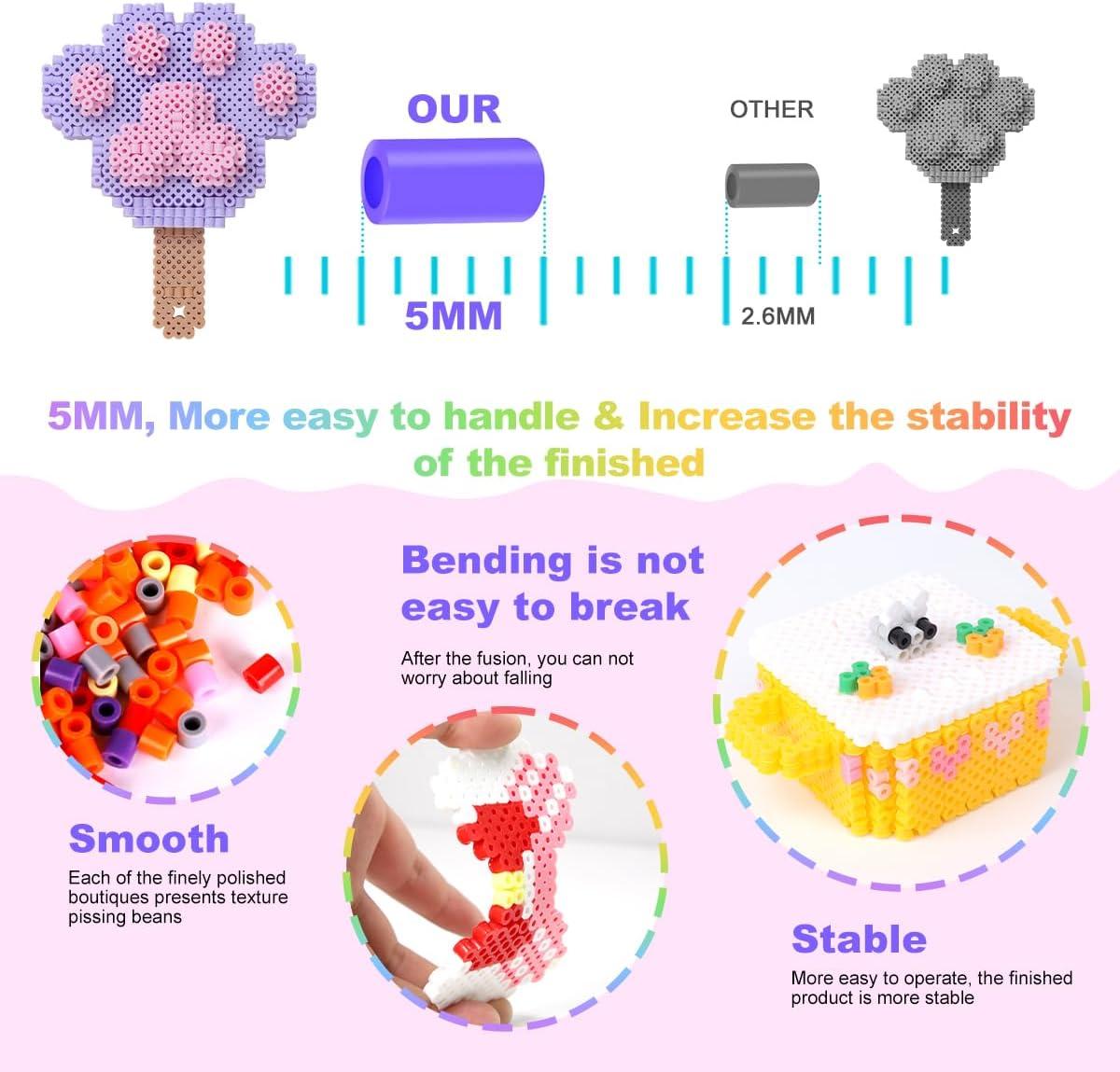 imageMeland Fuse Beads  24000pcs Fuse Beads Kit for Kids 24 Color 5MM Iron Beads Set with 4 Fluorescence Color 6 Pegboards  Craft Kits Gifts for Birthday Christmas11000PCS