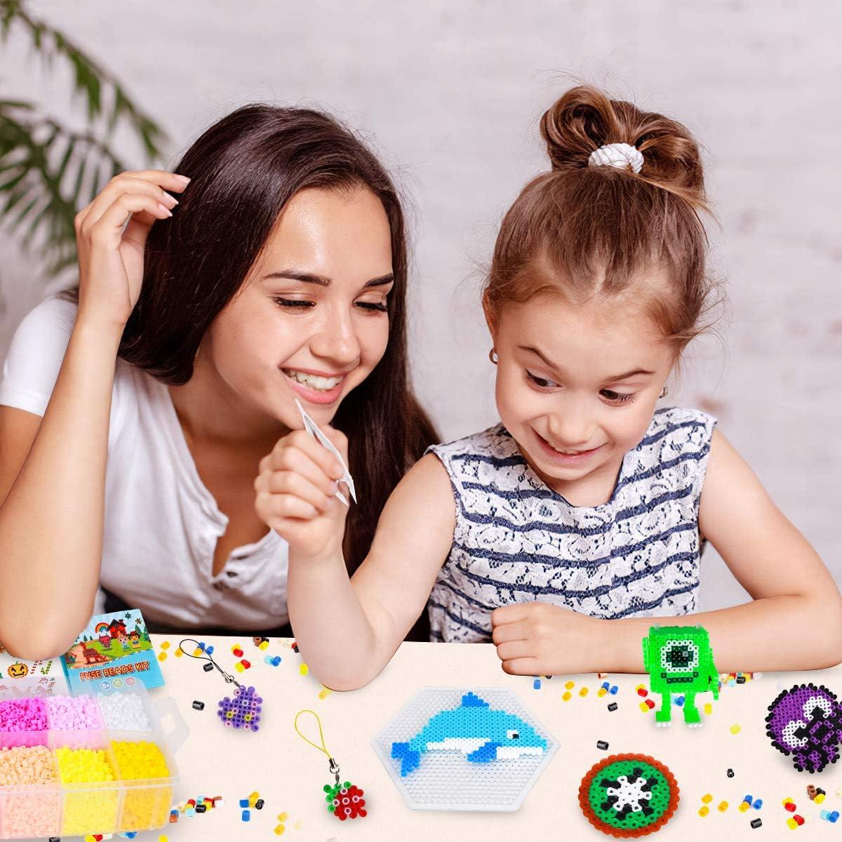 imageMeland Fuse Beads  24000pcs Fuse Beads Kit for Kids 24 Color 5MM Iron Beads Set with 4 Fluorescence Color 6 Pegboards  Craft Kits Gifts for Birthday Christmas24000PCS