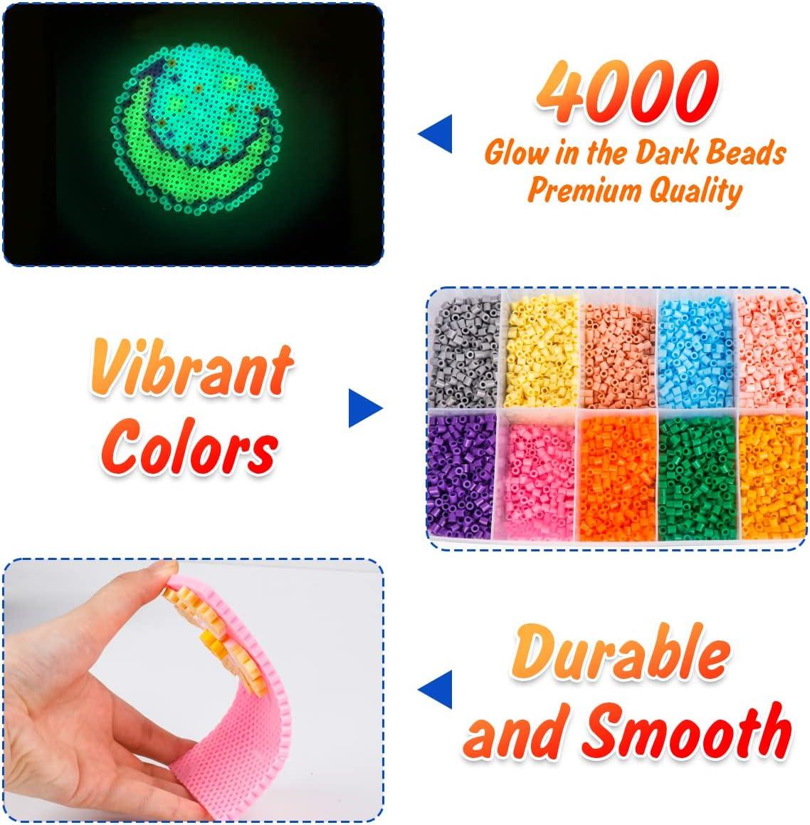 imageMeland Fuse Beads  24000pcs Fuse Beads Kit for Kids 24 Color 5MM Iron Beads Set with 4 Fluorescence Color 6 Pegboards  Craft Kits Gifts for Birthday Christmas24000PCS