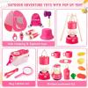 imageMeland Kids Camping Set with Tent  Camping Gear Toy with Pretend Play Outdoor Toy for Toddlers Birthday GiftPink