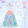 imageMeland Princess Dress Up for Girls 38 11Pcs Mermaid Cape with Crown Dress Up Clothes Birthday Gift Toys for Girls ToddlersPink