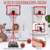 imageMeland Toddler Basketball Hoop Pink 4in1 Kids Basketball Hoop for Indoor Outdoor Play Tball Set with Baseball Pop Up Machine Girls Toys Birthday GiftBasketball Hoop with Electronic Scoreboard