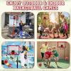 imageMeland Toddler Basketball Hoop Pink 4in1 Kids Basketball Hoop for Indoor Outdoor Play Tball Set with Baseball Pop Up Machine Girls Toys Birthday GiftBasketball Hoop with Electronic Scoreboard