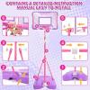imageMeland Toddler Basketball Hoop Pink 4in1 Kids Basketball Hoop for Indoor Outdoor Play Tball Set with Baseball Pop Up Machine Girls Toys Birthday GiftPink Basketball Hoop with Unicorn Dartboard