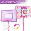 imageMeland Toddler Basketball Hoop Pink 4in1 Kids Basketball Hoop for Indoor Outdoor Play Tball Set with Baseball Pop Up Machine Girls Toys Birthday GiftPink Basketball Hoop with Unicorn Dartboard