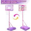 imageMeland Toddler Basketball Hoop Pink 4in1 Kids Basketball Hoop for Indoor Outdoor Play Tball Set with Baseball Pop Up Machine Girls Toys Birthday GiftPink Basketball Hoop with Unicorn Dartboard