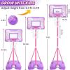imageMeland Toddler Basketball Hoop Pink 4in1 Kids Basketball Hoop for Indoor Outdoor Play Tball Set with Baseball Pop Up Machine Girls Toys Birthday GiftPink Basketball Hoop with Unicorn Dartboard