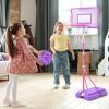 imageMeland Toddler Basketball Hoop Pink 4in1 Kids Basketball Hoop for Indoor Outdoor Play Tball Set with Baseball Pop Up Machine Girls Toys Birthday GiftPink Basketball Hoop with Unicorn Dartboard