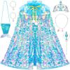 imageMeland Princess Dress Up for Girls 38 11Pcs Mermaid Cape with Crown Dress Up Clothes Birthday Gift Toys for Girls ToddlersBlue