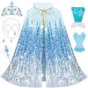 imageMeland Princess Dress Up for Girls 38 11Pcs Mermaid Cape with Crown Dress Up Clothes Birthday Gift Toys for Girls ToddlersIce Blue