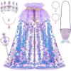 imageMeland Princess Dress Up for Girls 38 11Pcs Mermaid Cape with Crown Dress Up Clothes Birthday Gift Toys for Girls ToddlersPurple
