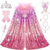imageMeland Princess Dress Up for Girls 38 11Pcs Mermaid Cape with Crown Dress Up Clothes Birthday Gift Toys for Girls ToddlersRed