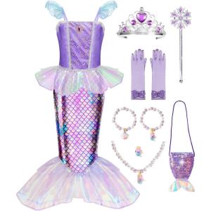 imageMeland Mermaid Dress  Little Mermaid Costume with Bag for Girls 38 Birthday GiftMermaid Dress