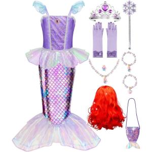 imageMeland Mermaid Dress  Little Mermaid Costume with Bag for Girls 38 Birthday GiftMermaid Dress With Wig