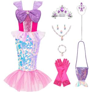 imageMeland Mermaid Dress  Little Mermaid Costume with Bag for Girls 38 Birthday GiftSequin Mermaid Dress