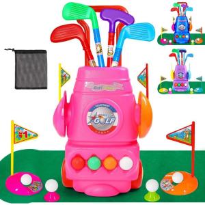 imageMeland Toddler Golf Set  Kids Golf Club Set Toddler Kids Toys for 3 4 5 6 Years Old Boys Girls Birthday GiftPink