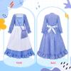 imageMeland Pioneer Dress for Girls  Colonial Floral Costume with Bonnet Apron ampamp Purse Pionner Outfit for Girls 310 YearsBlue