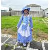 imageMeland Pioneer Dress for Girls  Colonial Floral Costume with Bonnet Apron ampamp Purse Pionner Outfit for Girls 310 YearsBlue