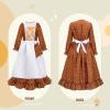imageMeland Pioneer Dress for Girls  Colonial Floral Costume with Bonnet Apron ampamp Purse Pionner Outfit for Girls 310 YearsBrown