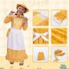 imageMeland Pioneer Dress for Girls  Colonial Floral Costume with Bonnet Apron ampamp Purse Pionner Outfit for Girls 310 YearsYellow