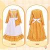 imageMeland Pioneer Dress for Girls  Colonial Floral Costume with Bonnet Apron ampamp Purse Pionner Outfit for Girls 310 YearsYellow
