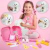 imageMeland Toy Doctor Kit for Girls  Pretend Play Doctor Set with Dog Toy Carrying Bag Stethoscope Toy ampamp Dress Up Costume  Doctor Play Gift for Kids Toddlers Ages 3 4 5 6 Year Old for Role PlayPink case with doll