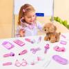 imageMeland Toy Doctor Kit for Girls  Pretend Play Doctor Set with Dog Toy Carrying Bag Stethoscope Toy ampamp Dress Up Costume  Doctor Play Gift for Kids Toddlers Ages 3 4 5 6 Year Old for Role PlayPink with Doll