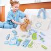 imageMeland Toy Doctor Kit for Girls  Pretend Play Doctor Set with Dog Toy Carrying Bag Stethoscope Toy ampamp Dress Up Costume  Doctor Play Gift for Kids Toddlers Ages 3 4 5 6 Year Old for Role PlayBlue with Doll