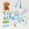 imageMeland Toy Doctor Kit for Girls  Pretend Play Doctor Set with Dog Toy Carrying Bag Stethoscope Toy ampamp Dress Up Costume  Doctor Play Gift for Kids Toddlers Ages 3 4 5 6 Year Old for Role PlayBlue with Doll