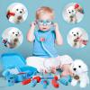 imageMeland Toy Doctor Kit for Girls  Pretend Play Doctor Set with Dog Toy Carrying Bag Stethoscope Toy ampamp Dress Up Costume  Doctor Play Gift for Kids Toddlers Ages 3 4 5 6 Year Old for Role PlayBlue case with dolll