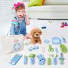 imageMeland Toy Doctor Kit for Girls  Pretend Play Doctor Set with Dog Toy Carrying Bag Stethoscope Toy ampamp Dress Up Costume  Doctor Play Gift for Kids Toddlers Ages 3 4 5 6 Year Old for Role PlayBlue with Doll