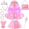 imageMeland Princess Dress up Clothes for Little Girl 11Pcs Princess Cape with Crown Princess Dresses for Girl 38 Birthday GiftRose Pink