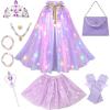 imageMeland Princess Dress up Clothes for Little Girl 11Pcs Princess Cape with Crown Princess Dresses for Girl 38 Birthday GiftRoyal Purple