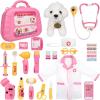 imageMeland Toy Doctor Kit for Girls  Pretend Play Doctor Set with Dog Toy Carrying Bag Stethoscope Toy ampamp Dress Up Costume  Doctor Play Gift for Kids Toddlers Ages 3 4 5 6 Year Old for Role PlayPink case with doll