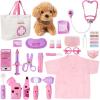 imageMeland Toy Doctor Kit for Girls  Pretend Play Doctor Set with Dog Toy Carrying Bag Stethoscope Toy ampamp Dress Up Costume  Doctor Play Gift for Kids Toddlers Ages 3 4 5 6 Year Old for Role PlayPink with Doll