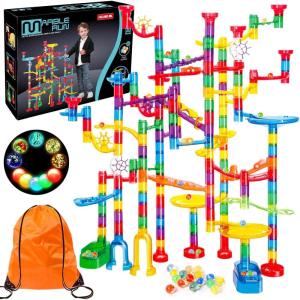image247Pcs Marble Run with Motorized Elevator Construction Building Blocks Toys with 30 Glass Marbles and 30 Glow in The Dark Marbles STEM Gifts for Boys and Girls208pcs with LED Marbles