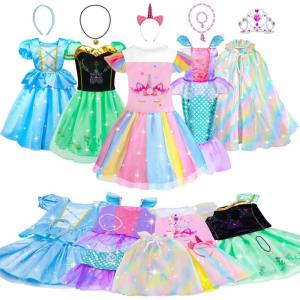 imageMeland Princess Dress Up  Dress Up Clothes for Girls with ToysChristmas Birthday Gift for Toddler Girls 345678 YearsPink