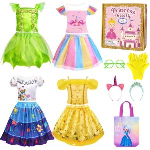 imageMeland Princess Dress Up  Princess Dresses for Girls with Princess Toys Dress Up Clothes for Little Girls Pretend PlayFairy