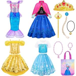 imageMeland Princess Dress Up  Princess Dresses for Girls with Princess Toys Dress Up Clothes for Little Girls Pretend PlayMermaid