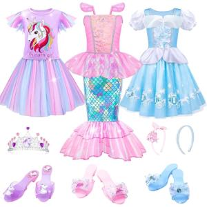imageMeland Princess Dress Up for Girls 36 Dress Up Clothes for Girls with Princess Shoes Toy Birthday Gift for Toddlers GirlsMermaid