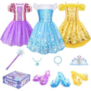 imageMeland Princess Dress Up for Girls 36 Dress Up Clothes for Girls with Princess Shoes Toy Birthday Gift for Toddlers GirlsPrincess